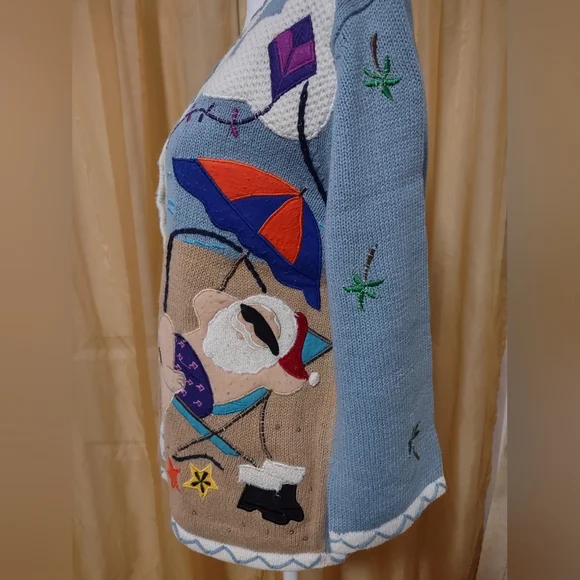 Coastal Christmas Santa Sweater. Size Small. - Picture 2 of 8